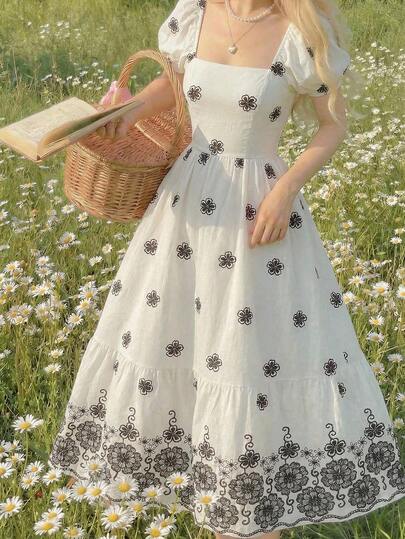 SHEIN MOD Women's Vacation Petal Sleeve Floral Long Dress, Spring /Summer Outfits Women, Vacation Outfits Women,Party , Wedding Guest Dress For Women, Garden Party ,  Elegant Party, Wedding Guest Party Set,Going Out Outfits,Beach,Beach Dresses ,Summer Holiday Outfits ,Formal Attire For Women, Daisy Dress, Picnic Dress, Wildflower Dress, Cottagecore Dress,Beach Vacation Outfits For Women,Birthday Outfits For Women,Floral Dress