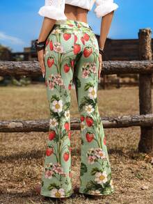 Breezaya 女士印花牛仔喇叭裤，度假风 - 彩色 - 查看 8