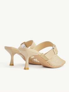 CUCCOO CHICEST Pointed Toe Breathable Mesh Faux Pearl Hollow-Out Fashionable Elegant Sexy Fairy Formal Party Apricot High Heels Wedding Shoes Summer Shoes Bride Shoes - Apricot - View 4