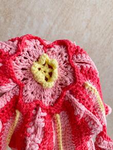 Soleia Women's Pink Floral Summer Boho Crochet Halter Neck Vest,Vacation Holiday Beach Cruise Music Festival Outfit,Retro Casual Crochet Top Party Luau - Pink - View 12