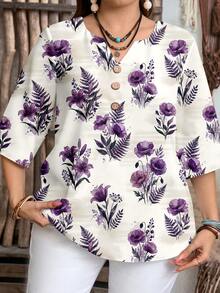 EMERY ROSE Blusa con botones y estampado floral - Multicolor - Ver 6