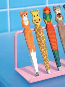 Joivida Stainless Steel Animal Pattern Eyebrow Tweezers Eyelash Curler Beard Tweezers Beauty Makeup Tool For Men Women Home Use Portable Grooming Accessory - Multicolor - View 3