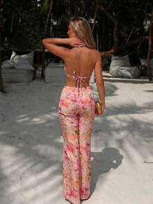 Bonvoyette 夏季欧美海滩优雅随机印花加胸特别设计女士比基尼泳装带罩裙 - 彩色 - 查看 2