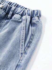 Teenager Mädchen Relaxed Fit Verwaschen Jeans, Weicher Baumwollstoff, Modisch, Vielseitig, Locker & Bequem, Minimalistisch, Elastischer Bund mit Verstellbarem Weißem Kordelzug, Cargo Taschen, Weites Bein Silhouette, Hellblau, Geeignet für Alltag und Urlaub - Blau - Übersicht 6