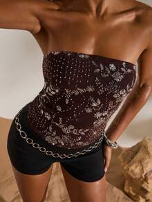 Opulessa Women's Beaded Camisole Top, Suitable For Spring/Summer Vacation Casual, Holiday ,Going Out, Party, Beach - Brown - View 6