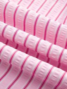 lacRébo 粉色条纹方领修身露背中长连衣裙，春夏款 - 淺粉色 - 查看 10