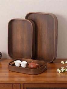 1 Piece, Bamboo Tray 1 Elegant Walnut Colored Bamboo Tray | Art Grid Design, Rectangular Wooden Tray Suitable For Tea, Fruit, Barbecue And Decoration, Perfect For Living Room, Bedroom, Office, Non Food Contact - Brown - View 7