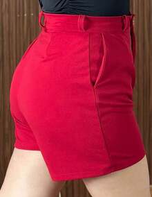 Short con botón y pinzas - Rojo - Ver 6