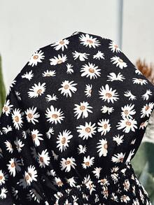 Boho Mama 孕婦黑色白色夏季波西米亞優雅拍照度假雛菊花卉印花細肩帶上衣，鄉村風細肩帶上衣，媽媽 - 黑色 - 查看 6
