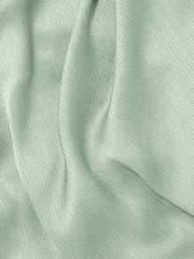 INAWLY 女士休闲纯色系带袖口喇叭袖衬衫 - 薄荷綠 - 查看 4