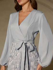 Zanirela 新款时尚优雅修身长袖连衣裙 - 灰色 - 查看 7