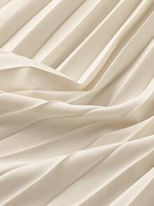 GlowEve CURVE 大码女式撞色蕾丝短袖褶裥下摆优雅连衣裙 复古女装 女士优雅套装 女士礼服 正式礼服 法式风格连衣裙 女士连衣裙 优雅经典 - 杏色 - 查看 3