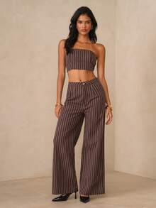 Glamine 女士棕色披肩领三件套西装套装，女士休闲通勤百搭套装，适合办公室、通勤、外出等场合，宽松休闲三件套西装套装，女士裤装套装，女士西装套装，女士西装外套套装，女士三件套西装套装 - 棕色 - 查看 7