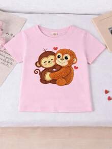 Conjunto de 3 playeras para niña de manga corta, informal de punto suave con  Del Monito Viral Punch Y Su Peluche - Multicolor - Ver 6