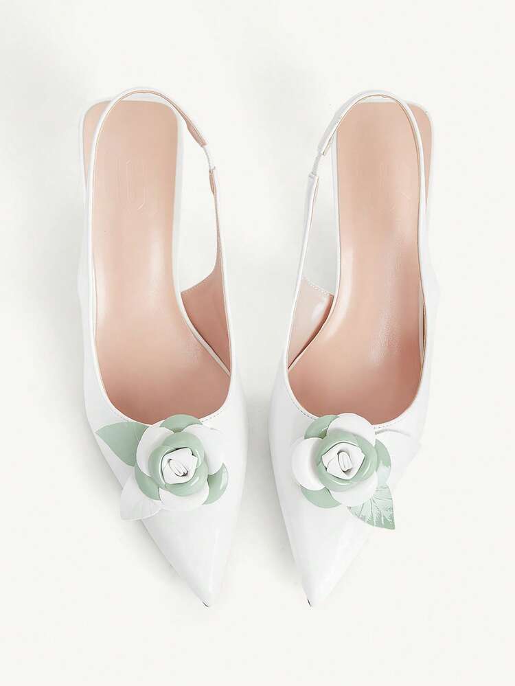 CUCCOO CHICEST Women's Fashion 3D Floral Pointed Stiletto High Heel Shoes Wedding Shoes Summer Shoes Bride Shoes