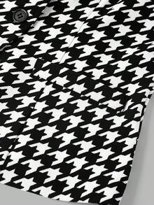 Ellevyn Women's Houndstooth Single-Breasted Casual Everyday Shirt - Black and White - View 5
