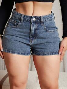 Lupita Cardoza 女式超短A字休闲街头风牛仔热裤，性感清纯 - 淺藍色 - 查看 5