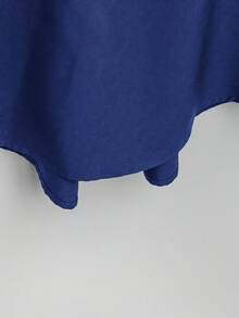 SHEIN Tall CURVE 大码女式法式休闲夏季V领短袖连衣裙 - 藍色 - 查看 3