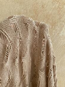 Soleia Đầm len dệt kim không tay cổ yếm màu trơn dành cho nữ, kiểu dáng thường ngày, khoét lỗ. - Màu be - Xem 7