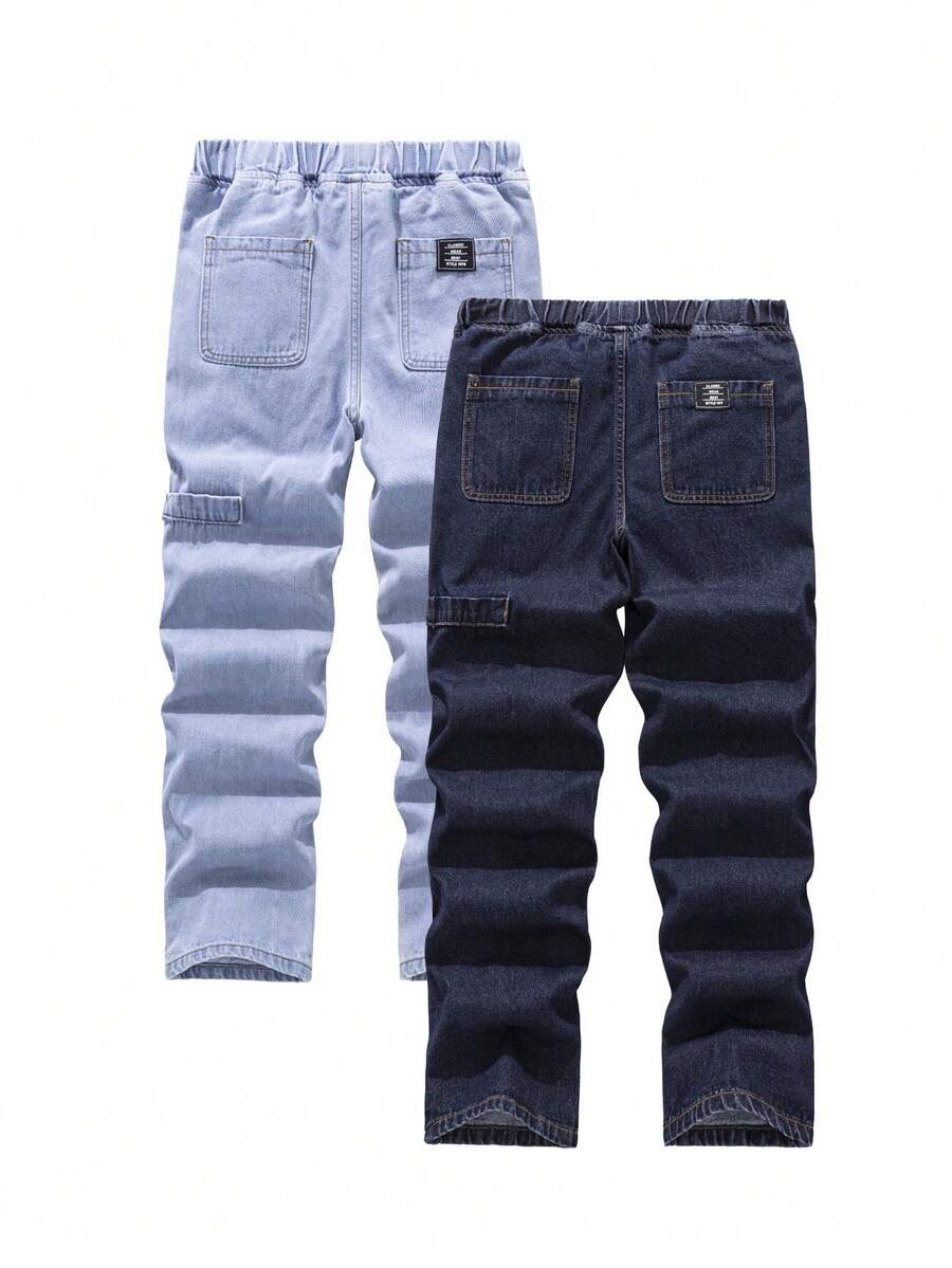 Bộ 2 quần jean denim xanh nhạt dáng suông cho bé trai, ống côn. - Nhiều màu - Xem 1