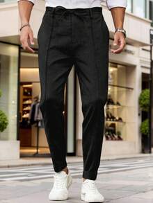 Manfinity Bizformal Men Slant Pocket Tie Front Trousers - Black - View 1