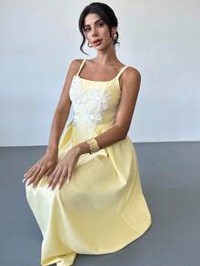 Firerie Vestido de mujer con volantes y bordado floral elegante - Rosa - Ver 8