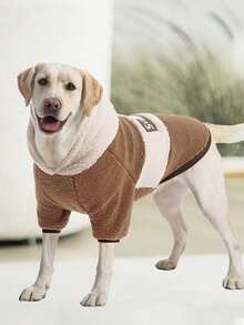 Áo khoác nỉ dày dặn có mũ trùm đầu, ấm áp và chắn gió cho chó cỡ vừa/lớn, thích hợp cho mùa thu/đông. - Màu Khaki - Xem 3