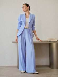 MOTF PREMIUM CASUAL LAPEL COLLAR SLIM WAIST BLAZER - Blue - View 6