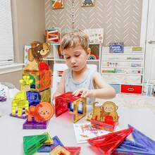 MINKOJA Đồ chơi xếp hình nam châm, gạch nam châm hình động vật, khủng long, đạo cụ nam châm, đồ chơi thiết kế kiến trúc cho trẻ em, thích hợp làm quà tặng sinh nhật và ngày lễ cho bé trai và bé gái. - Nhiều màu - Xem 3