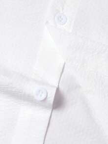 Manfinity Bizformal Men's White Textured Bubble Crinkle Button-Front Long Sleeve Shirt, Spring/Summer - White - View 6