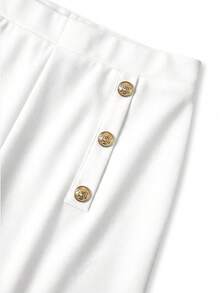 SHEIN Clasi 大码女式纯色露背镂空上衣和阔腿裤两件套，时尚日常穿着 - 白色 - 查看 12