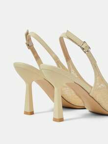 CUCCOO HITCHD 女士尖头蕾丝刺绣高跟鞋，优雅浪漫白色女士浅口鞋，新娘婚礼场合高跟鞋 - 薑色 - 查看 5