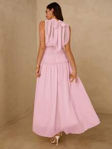 Enchnt Spring/Summer Romantic Women's Pink Sleeveless Chiffon Maxi Dress,Sweet&Elegant For Vacation&Date&Holiday&Going Out,Spring Outfit Women - Baby Pink - View 2