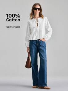 Ontre 2026SS New Spring/Summer Versatile Vintage Elegant Business Casual Blouse, Suitable For New Year, Easter, Valentine's Day, Vacation, Wedding Guest, Urban Commute, Business Casual - White - View 3