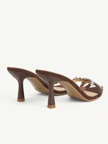 CUCCOO CHICEST 新款夏季时尚交叉尖头女鞋，舒适优雅性感女士凉鞋 - 咖啡棕 - 查看 3