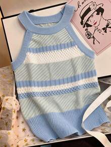 GlowEve Women's Sleeveless Open Shoulder Knit Top, Spring/Summer - Multicolor - View 1