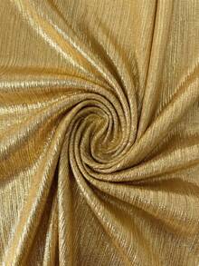 Franclia 女士奢华派对个性时尚金色缎面短袖衬衫，翻领V领宽松修身高端派对优雅衬衫 - 金色 - 查看 7