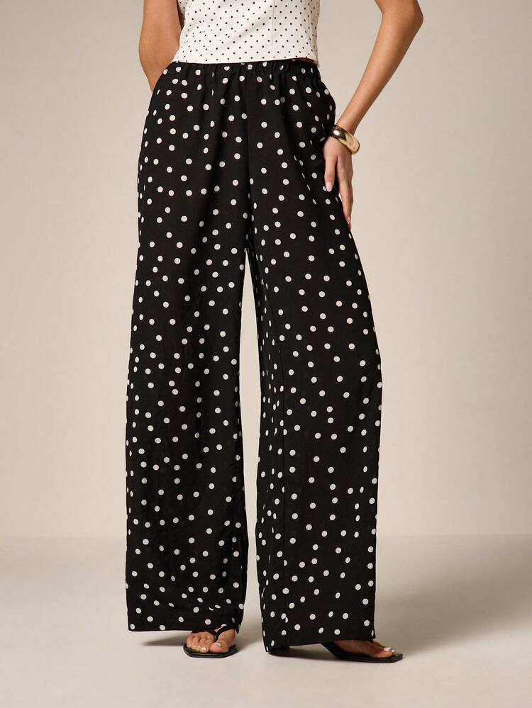 High Waisted Polka Dot Palazzo Pants