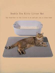 1 EVA Double Layer Cat Litter Mat With Single Opening Washable Sand Control For Indoor Home Pet Accessory Must Have - Blue - View 2