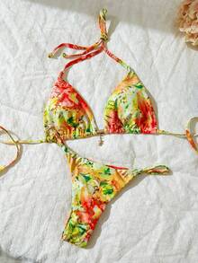 Elavelle Bộ bikini hai mảnh họa tiết ngẫu nhiên gợi cảm dành cho nữ, trang phục đi biển mùa hè. - Nhiều màu - Xem 4