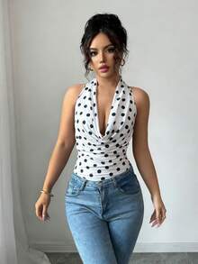 Rafferiza 弹性针织双面高领T恤 - 白色 - 查看 4