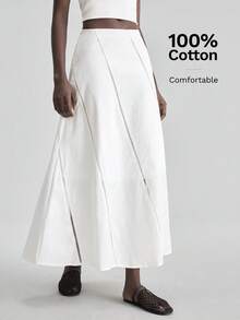 Ontre Chân váy nữ dệt kim xếp tầng, thiết kế bèo nhún, kiểu dáng nghỉ dưỡng, thanh lịch tối giản, sang trọng thành thị, đa năng, phù hợp đi làm, đi giáo viên, mặc đi nghỉ hè, đi biển, dự tiệc cưới, tiệc cocktail, hẹn hò lãng mạn, chân váy chữ A rộng rãi thoải mái, thiết kế thời trang. - trắng - Xem 2