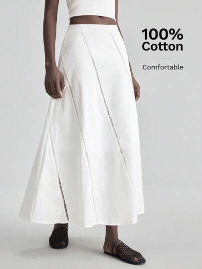 Ontre New Women's Woven Fabric Tiered Ruffle Hem Design Skirt, Vacation Style, Holiday, Minimalist Elegant Urban Chic Versatile Commute Teacher, Summer Holiday Wear, Beach Vacation, Long Wedding Guest Skirt, Party Cocktail, Romantic Date, Comfortable Loose Waist A-Line Skirt, Fashion Design