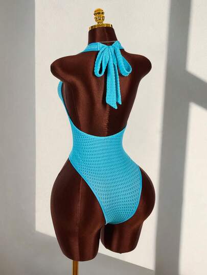 Amplova Women's Sexy Solid Color Backless Halter Bodysuit, Summer Summer Outfit For Women Spring Outfit Festival Party Easter Dress Women Beach Vacation Outfits For Women Weddings & Events Graduation Going Out Birthday Elegant Beach Vacation Outfits For Women Casual Outfit For Women