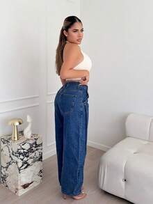 Maria Perezxox 女士新款时尚蓝色弯腿裤，适合情人节、母亲节等高端场合 - 藍色 - 查看 4