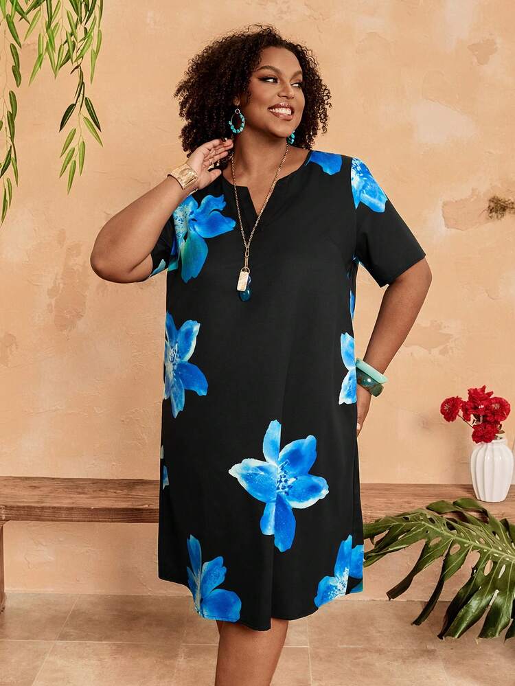 Plus Size Floral Print Casual Vacation Dress Summer Outfits For Women  Beach Outfit For Women  Casual  Vacation Outfits Women Country Concert Outfit Peplum