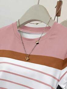 Franclia Áo thun nữ, họa tiết kẻ sọc cổ điển, áo mặc ngoài trời mùa hè thoải mái, thiết kế thanh lịch, đa năng cho mặc hàng ngày, hoạt động ngoài trời, mua sắm, du lịch. - Nhiều màu - Xem 4