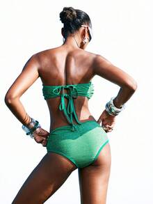 LYSMO Glitter Bikini Set For Beach Vacation Beach Vacation Outfits For Women Summer Bathing Suit - Green - View 2