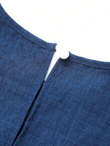 Franclia 假日休闲度假数码印花提花宽松吊带背心和直筒裤两件套 - 藏蓝色 - 查看 4