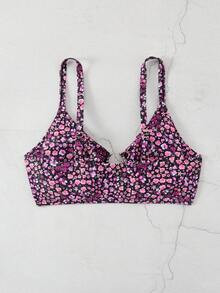 Swim Vcay 加大码可调节肩带镂空金属装饰平腰性感简约时尚沙滩度假女式泳装上衣 - 彩色 - 查看 2